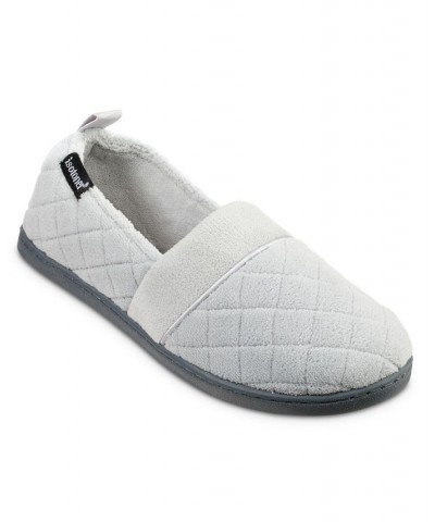 Quilted Memory Foam Microterry Slip On Slippers Gray $24.00 Shoes