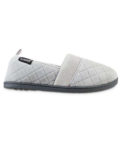 Quilted Memory Foam Microterry Slip On Slippers Gray $24.00 Shoes