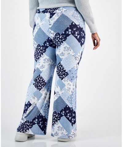 Trendy Plus Size High-Rise Pull-On Flare Pants Blue $12.54 Pants