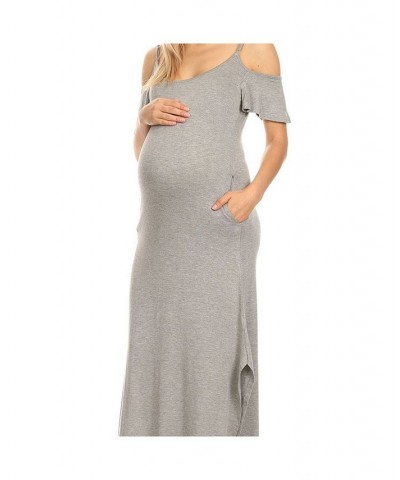 Plus Size Maternity Lexi Maxi Dress Heather Grey $32.40 Dresses