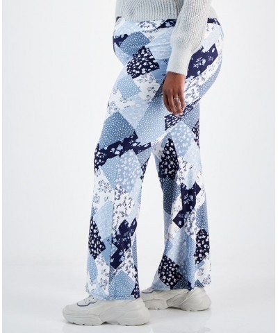 Trendy Plus Size High-Rise Pull-On Flare Pants Blue $12.54 Pants