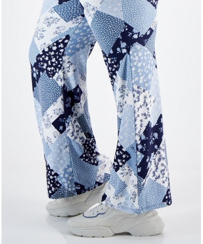 Trendy Plus Size High-Rise Pull-On Flare Pants Blue $12.54 Pants