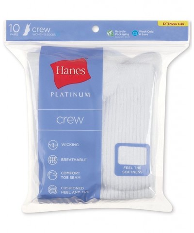 Women's Platinum 10pk Crew Socks also available in Extended Sizes White $9.50 Socks