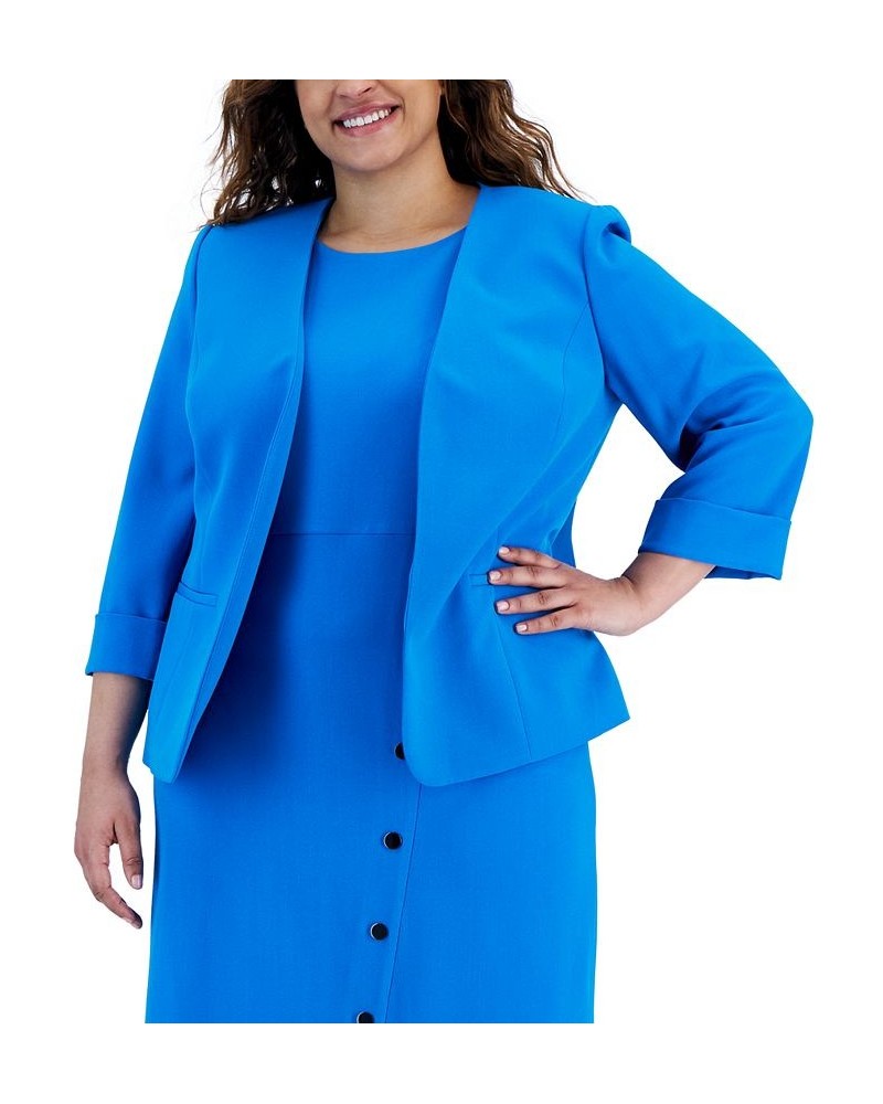 Plus Size Open Front Blazer Blue $28.80 Jackets