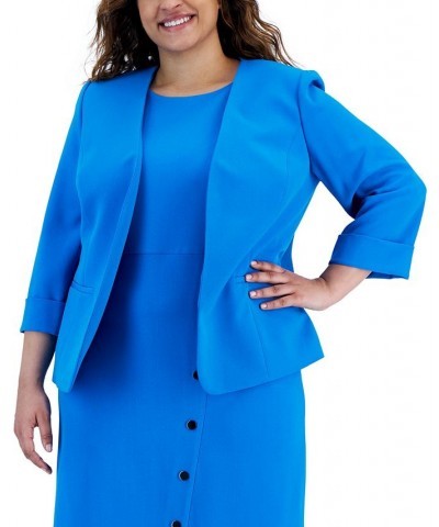 Plus Size Open Front Blazer Blue $28.80 Jackets