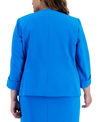 Plus Size Open Front Blazer Blue $28.80 Jackets