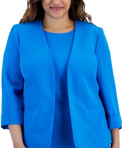 Plus Size Open Front Blazer Blue $28.80 Jackets