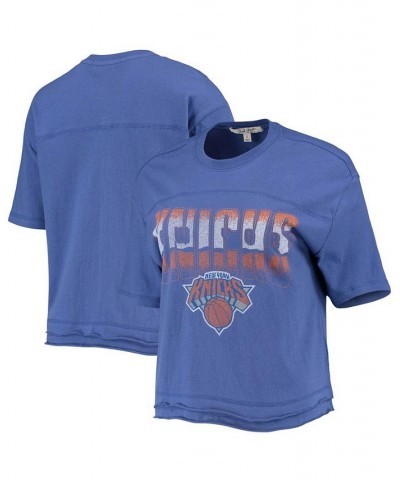 Women's Blue New York Knicks Gradient Crop Top Blue $23.84 Tops