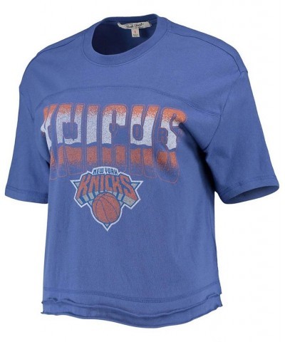 Women's Blue New York Knicks Gradient Crop Top Blue $23.84 Tops