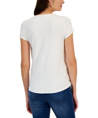 Women's Draped Surplice Top Washed White $19.21 Tops