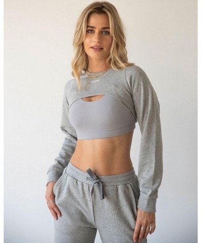 Sport X Shrug French Terry Sweatshirt for Women Gray $31.50 Sweatshirts