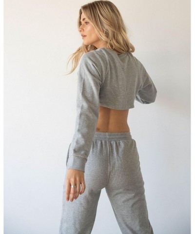 Sport X Shrug French Terry Sweatshirt for Women Gray $31.50 Sweatshirts