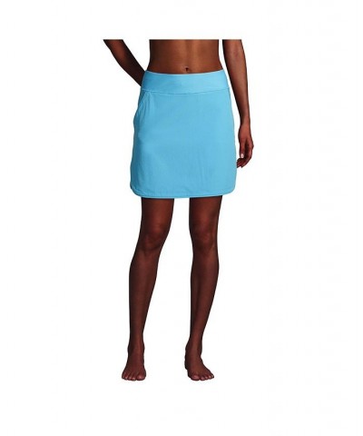 Women's Long Quick Dry Elastic Waist Active Board Skort Swim Skirt Turquoise $39.75 Swimsuits