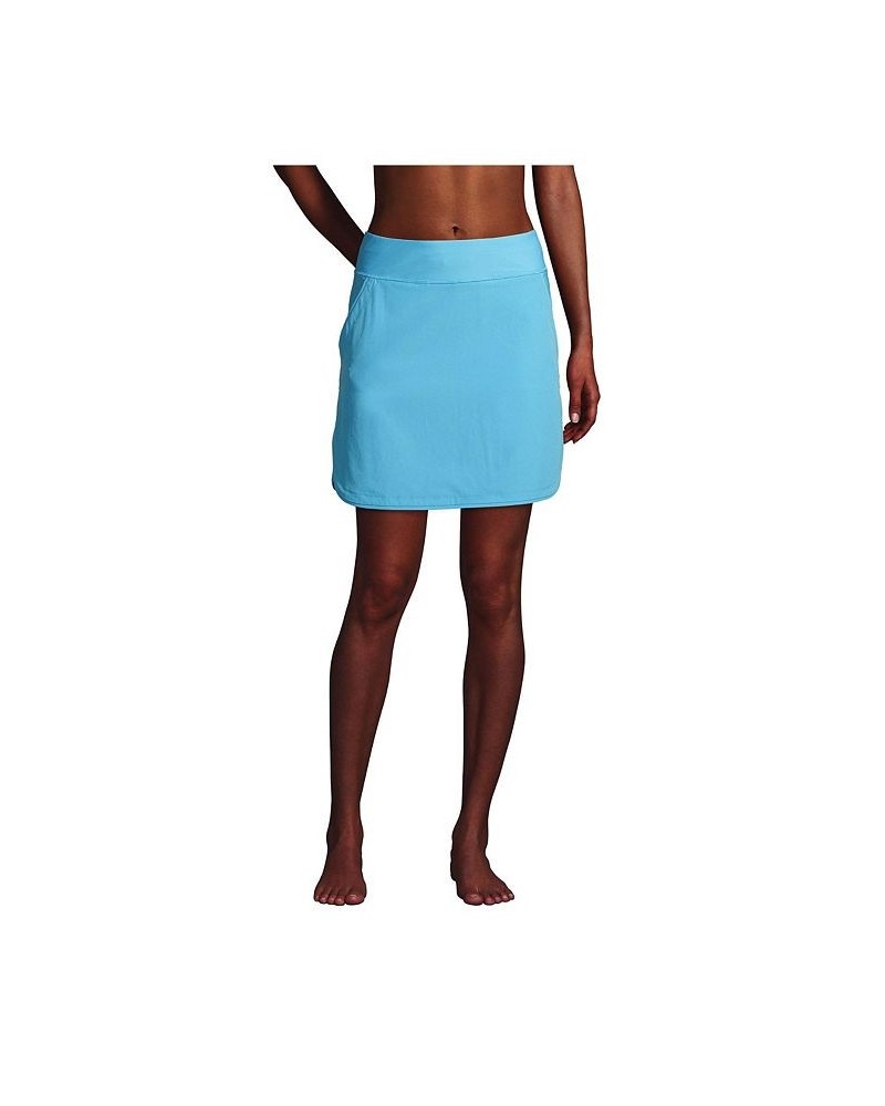 Women's Long Quick Dry Elastic Waist Active Board Skort Swim Skirt Turquoise $39.75 Swimsuits