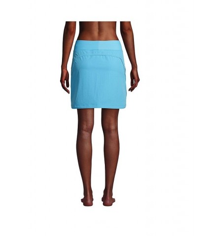 Women's Long Quick Dry Elastic Waist Active Board Skort Swim Skirt Turquoise $39.75 Swimsuits