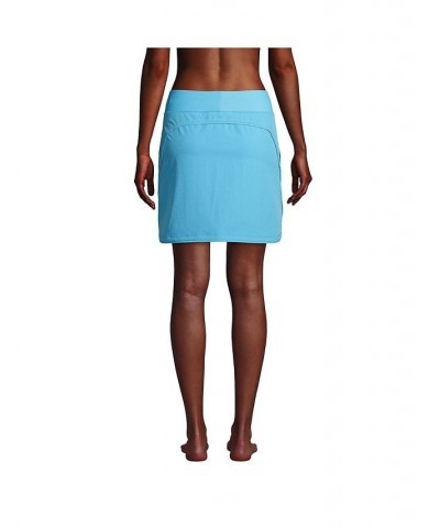 Women's Long Quick Dry Elastic Waist Active Board Skort Swim Skirt Turquoise $39.75 Swimsuits