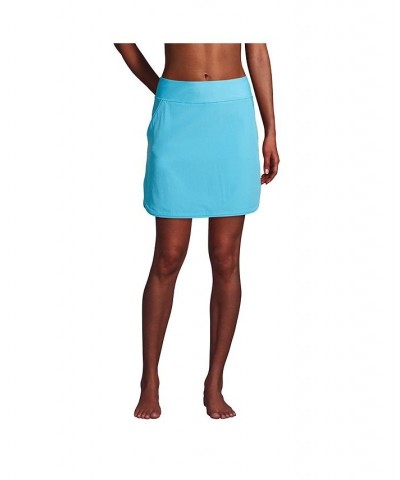 Women's Long Quick Dry Elastic Waist Active Board Skort Swim Skirt Turquoise $39.75 Swimsuits