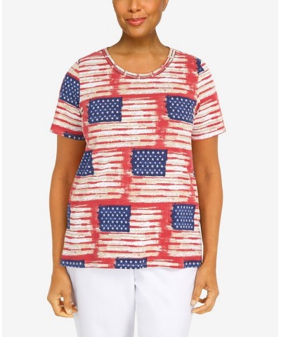 Women's Double Strap Flag Print Top Multi $30.96 Tops