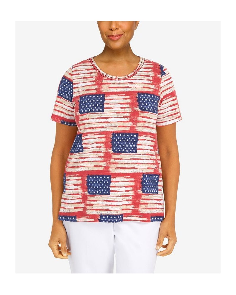 Women's Double Strap Flag Print Top Multi $30.96 Tops