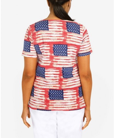 Women's Double Strap Flag Print Top Multi $30.96 Tops