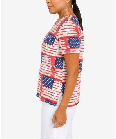 Women's Double Strap Flag Print Top Multi $30.96 Tops