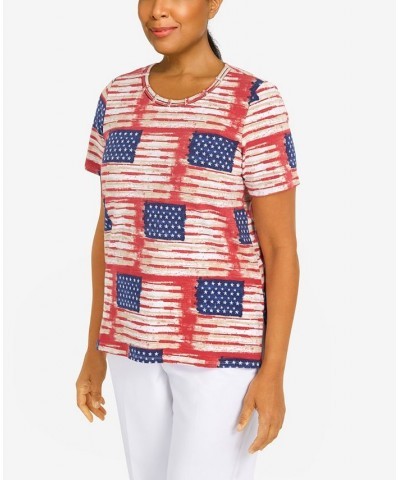 Women's Double Strap Flag Print Top Multi $30.96 Tops