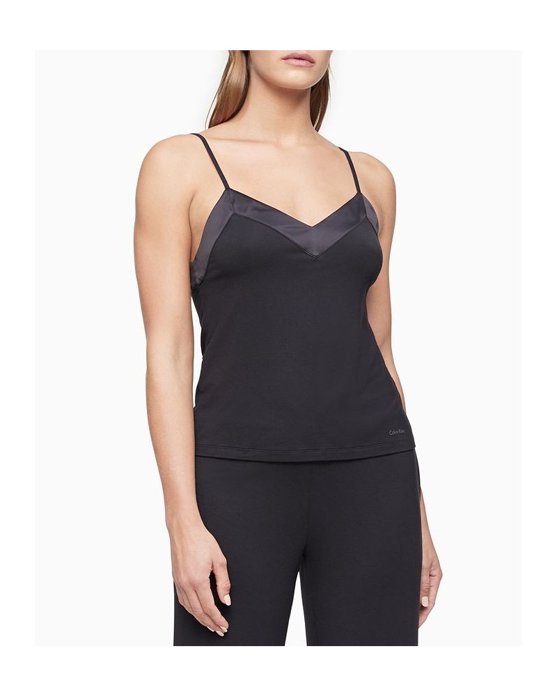 Satin-Trim Loungewear Cami QS6526 Black $16.24 Sleepwear