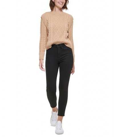 Petite Cable-Knit Crewneck Sweater Tan/Beige $31.21 Sweaters