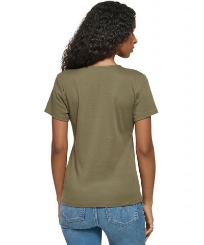 Women's Twist Front V-Neck T-Shirt Caper $23.76 Tops