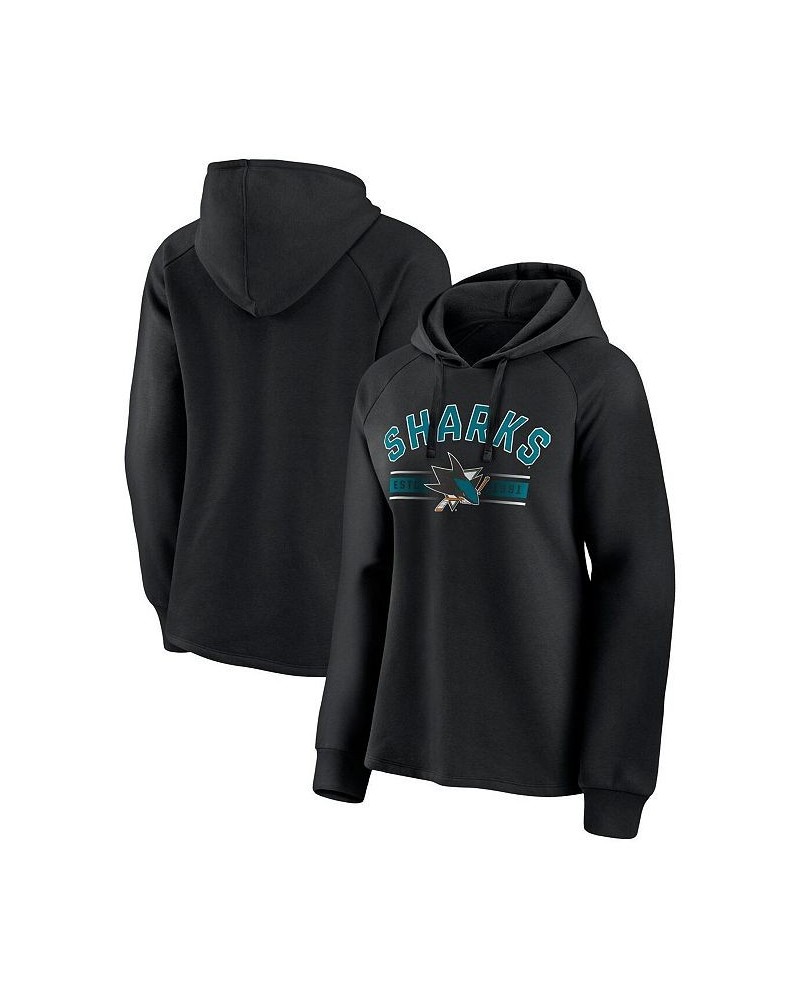 Women's Branded Black San Jose Sharks Perfect Play Raglan Pullover Hoodie Black $29.90 Sweatshirts