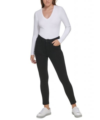 Women's Long-Sleeve V-Neck Bodysuit White $12.78 Tops