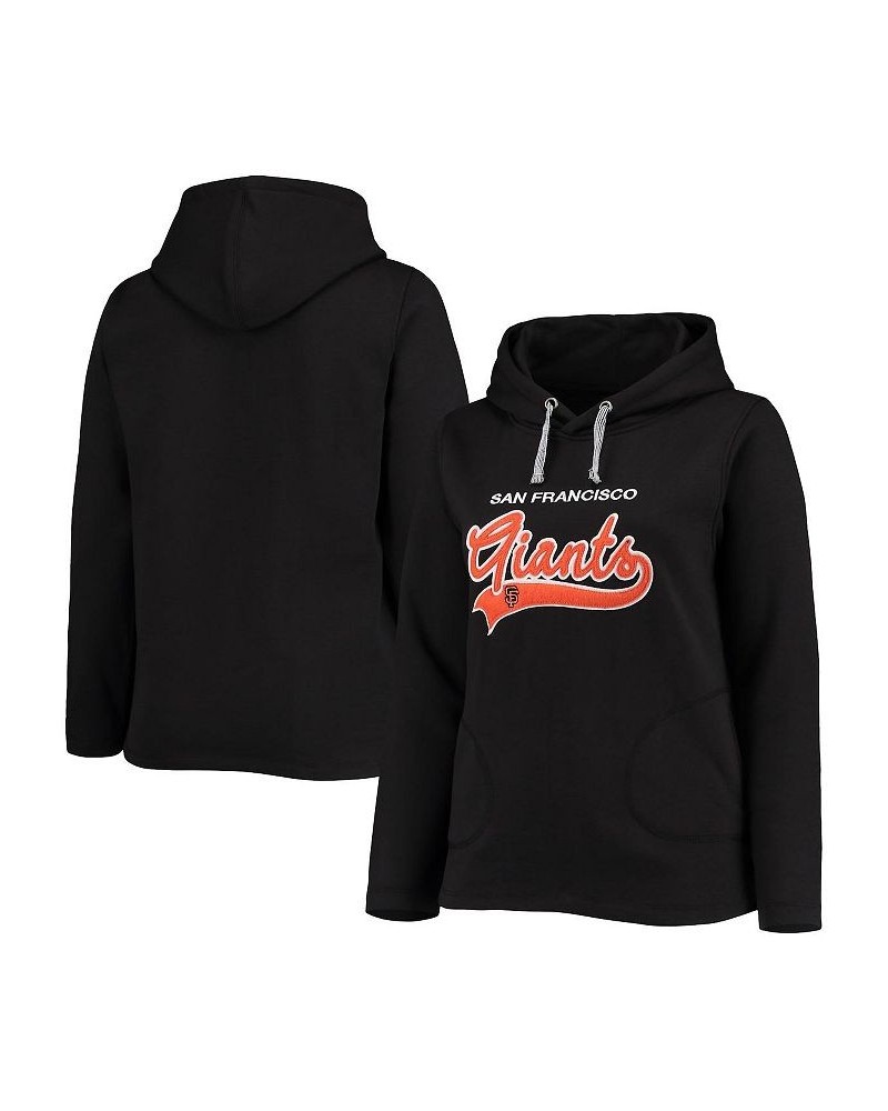 Women's Black San Francisco Giants Plus Size Side Split Pullover Hoodie Black $43.98 Sweatshirts