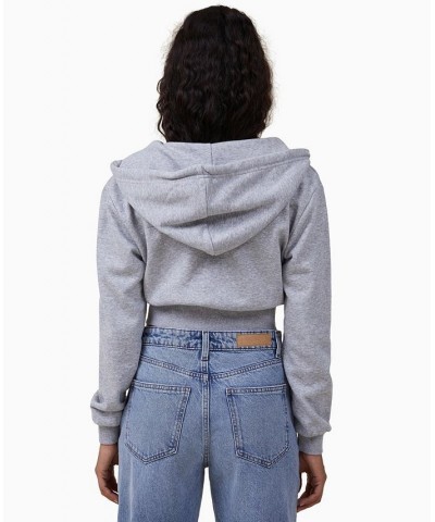 Women's Cropped Fitted Zip Through Top Gray $24.75 Tops