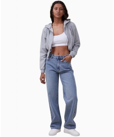 Women's Cropped Fitted Zip Through Top Gray $24.75 Tops