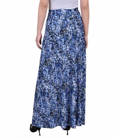 Petite Maxi A-Line Skirt with Front Faux Belt Blue Treet $17.40 Skirts