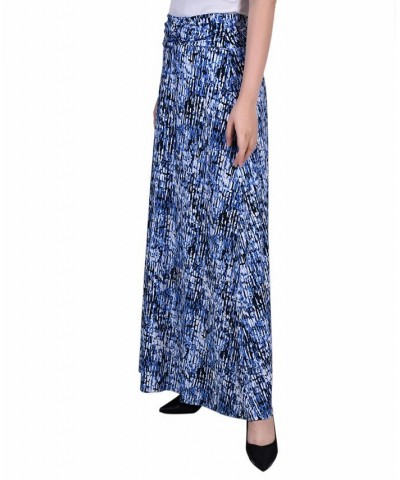 Petite Maxi A-Line Skirt with Front Faux Belt Blue Treet $17.40 Skirts