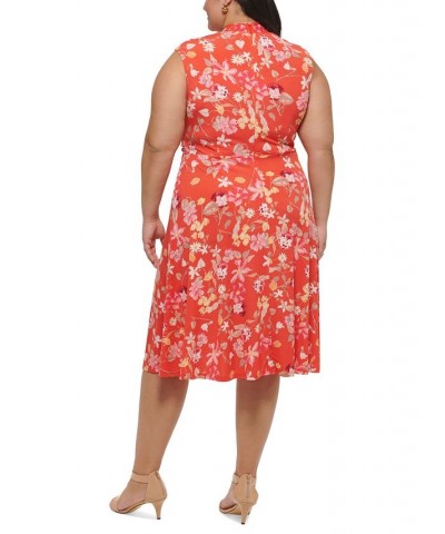 Plus Size V-Neck Midi Fit & Flare Dress Red $46.41 Dresses