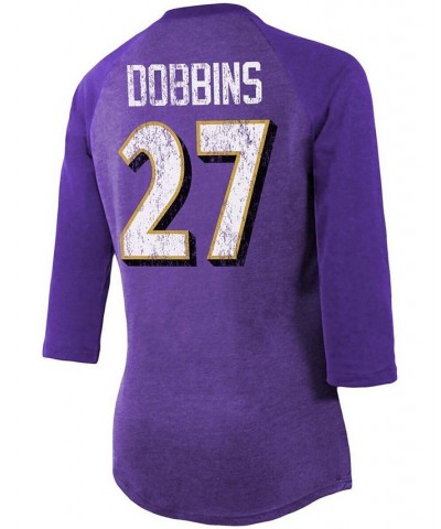 Women's J.K. Dobbins Purple Baltimore Ravens Team Player Name Number Tri-Blend Raglan 3/4 Sleeve T-shirt Purple $29.69 Tops