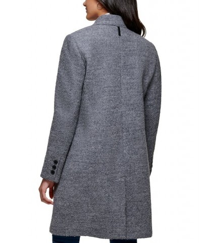 Women's Single-Breasted Boucle Walker Coat Gray $62.00 Coats