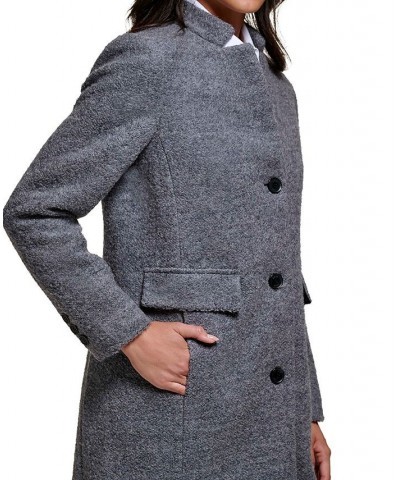 Women's Single-Breasted Boucle Walker Coat Gray $62.00 Coats