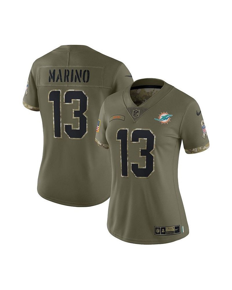 Women's Dan Marino Olive Miami Dolphins 2022 Salute To Service Retired Player Limited Jersey Green $48.84 Jersey