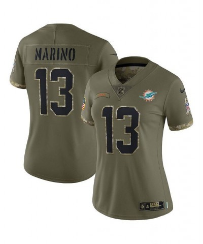 Women's Dan Marino Olive Miami Dolphins 2022 Salute To Service Retired Player Limited Jersey Green $48.84 Jersey