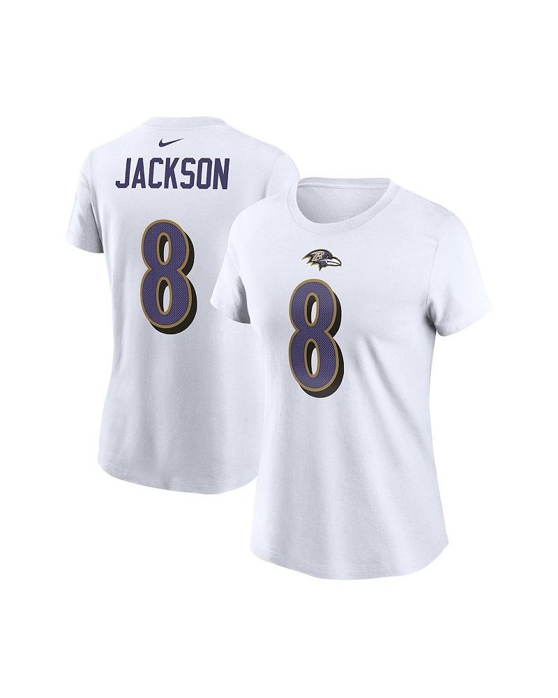 Women's Lamar Jackson White Baltimore Ravens Player Name Number T-shirt White $20.00 Tops