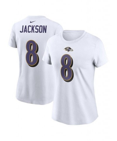 Women's Lamar Jackson White Baltimore Ravens Player Name Number T-shirt White $20.00 Tops