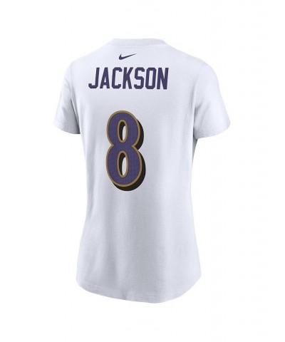 Women's Lamar Jackson White Baltimore Ravens Player Name Number T-shirt White $20.00 Tops