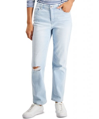 Petite Mid-Rise Natural Straight-Leg Jeans Silver Saloon $14.40 Jeans