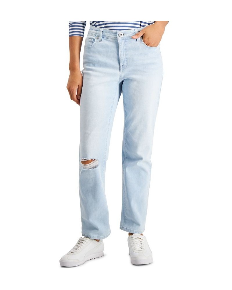 Petite Mid-Rise Natural Straight-Leg Jeans Silver Saloon $14.40 Jeans