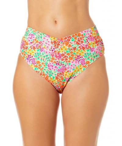 Juniors' Sun Garden-Print V-Front High-Waist Bikini Bottoms Multi $14.70 Swimsuits