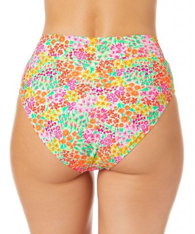 Juniors' Sun Garden-Print V-Front High-Waist Bikini Bottoms Multi $14.70 Swimsuits