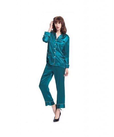 22 Momme Chic Trimmed Silk Pajamas Set Green $107.07 Sleepwear